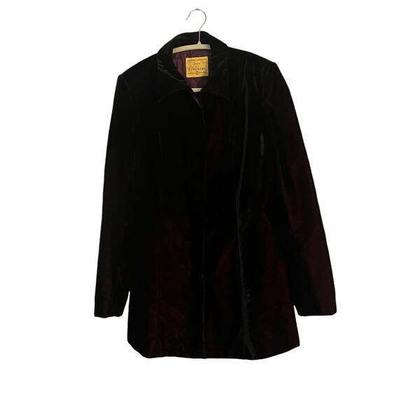 Inas de la Fressange Velvet Blazer Purple Long Line Vintage FLAW Whimsy Goth - Picture 1 of 12
